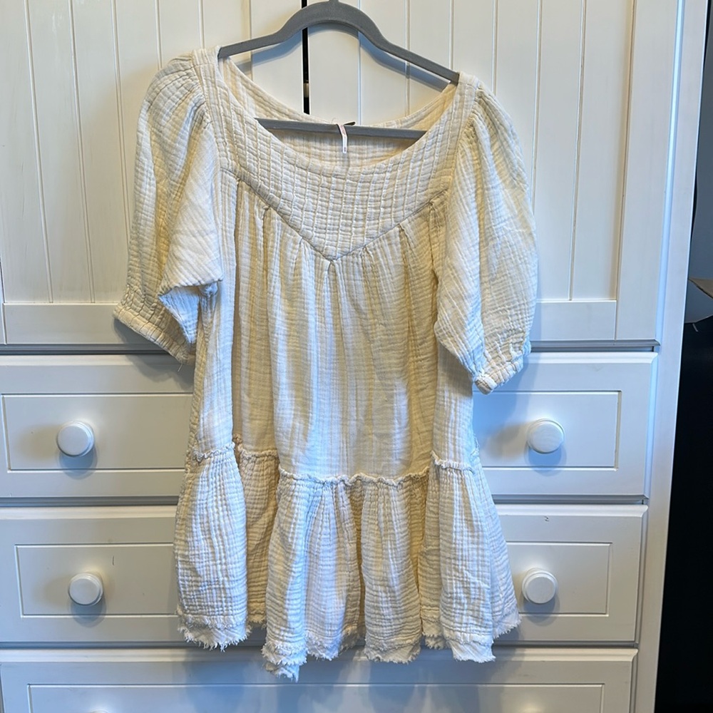 Free people cream babydoll mini swing dress